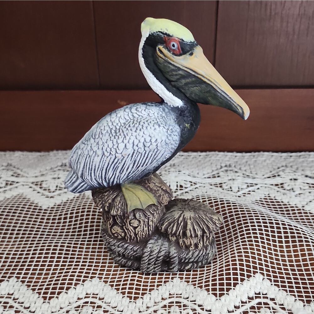 Pelican Resin Figurine Collectible Sculpture, 7.5" Tall, Multicolor